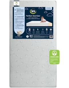 Serta Perfect Slumber Dual Sided Crib and Toddler Mattress - Waterproof - Hypoallergenic - Premium Sustainably Sourced Fiber Core -GREENGUARD Gold Certified (Non-Toxic) - Made in USA