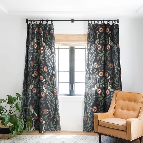 Emanuela Carratoni Peacocks and Berries Blackout Window Curtain (One Panel) - 84 Inches x 50 Inches