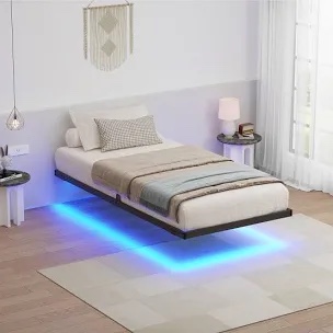 LED Floating Bed Frame No Box Spring Needed 
