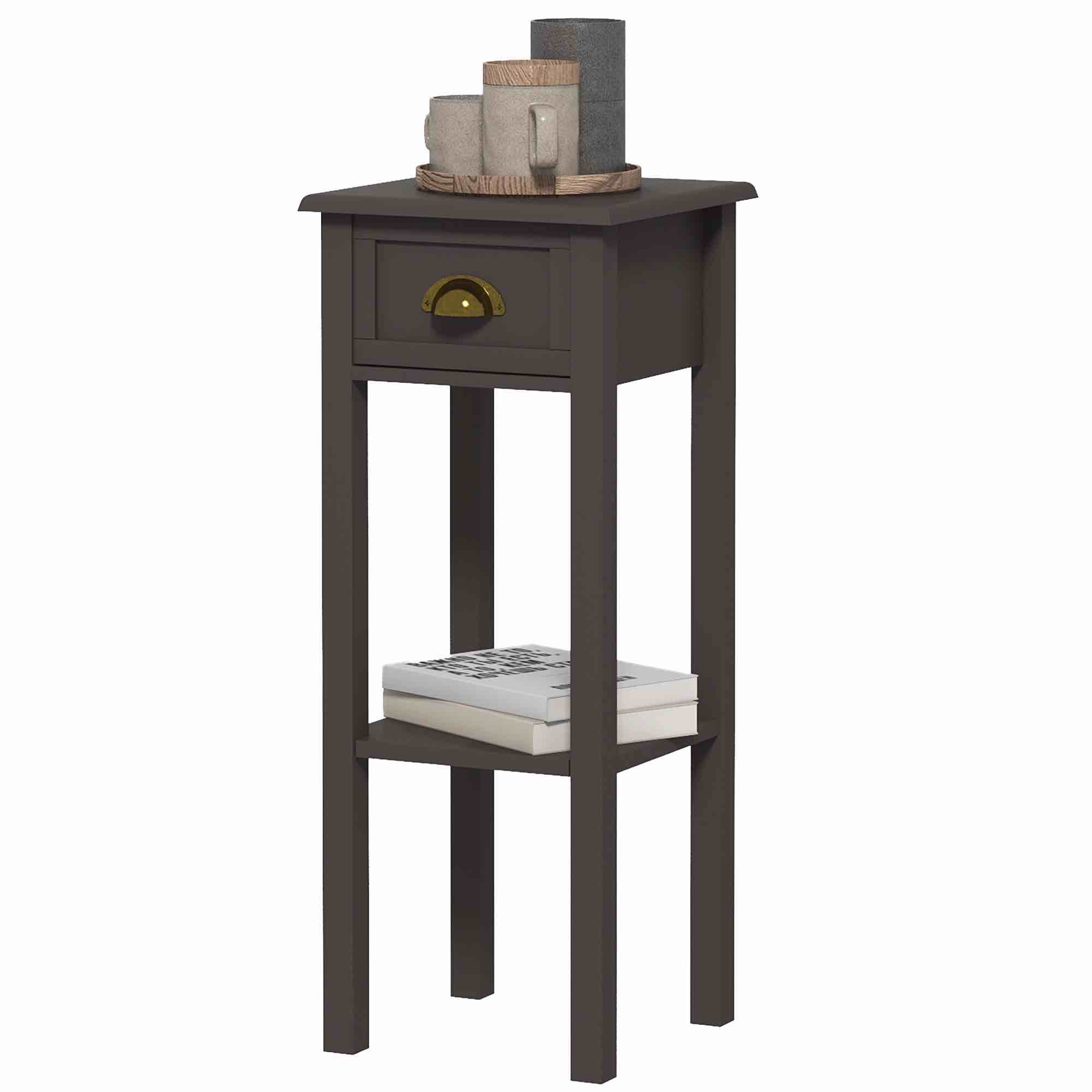 HOMCOM 2-Tier Side Table with Drawer and Shelf, End Table for Living Room and Hallway, Coffee