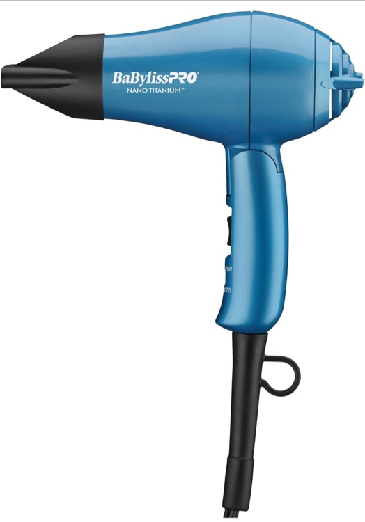 BaBylissPRO Nano Titanium Travel Dryer, Blue