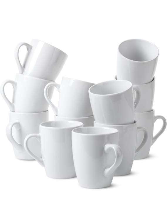 BTaT- White Coffee Mugs, Set of 12, 12oz, Coffee Mug Set, Christmas Coffee Mugs, Hot Chocolate Mugs, Ceramic Mugs, Large Mugs for Coffee, Set of Mugs, Hot Cocoa Mugs, Mug Sets, Coffee Mug Ceramic Set