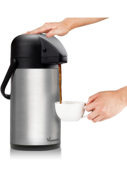64 Oz Airpot Coffee Dispenser with Pump, Insulated Thermal Coffee Carafe - Stainless Steel Hot Beverage Dispenser - Thermos Urn for Hot/Cold Water, Drink Dispenser for Parties