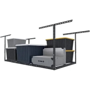 FLEXIMOUNTS 3x6 Overhead Garage Storage Adjustable Ceiling Storage Rack, 72" Length x 36" Width x 40" Height, Black