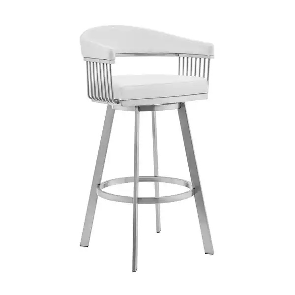 Armen Living Chelsea Swivel Upholstered Counter or Bar Stool with Metal Base
