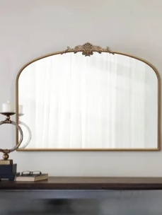 Arched Mirror, 40 x 30 Inch Gold Traditional Vintage Ornate Baroque Large Mirror Antique Style Wall Mounted Mirrors for Entryway, Fireplace, Living Room, Hallway, Bathroom