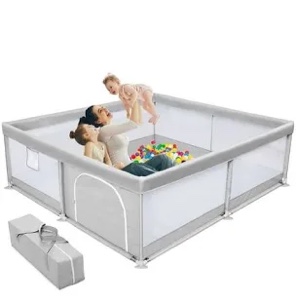 Baby Playpen 51"×51" - Play Pens for Babies and Toddlers, Baby Playards for Infants with Soft Breathable Mesh | Easy Setup | Baby Play Yard with Gate and Carry Bag