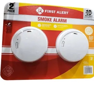 First Alert 10 Year Photoelectric Smoke Alarm 2 Pack,