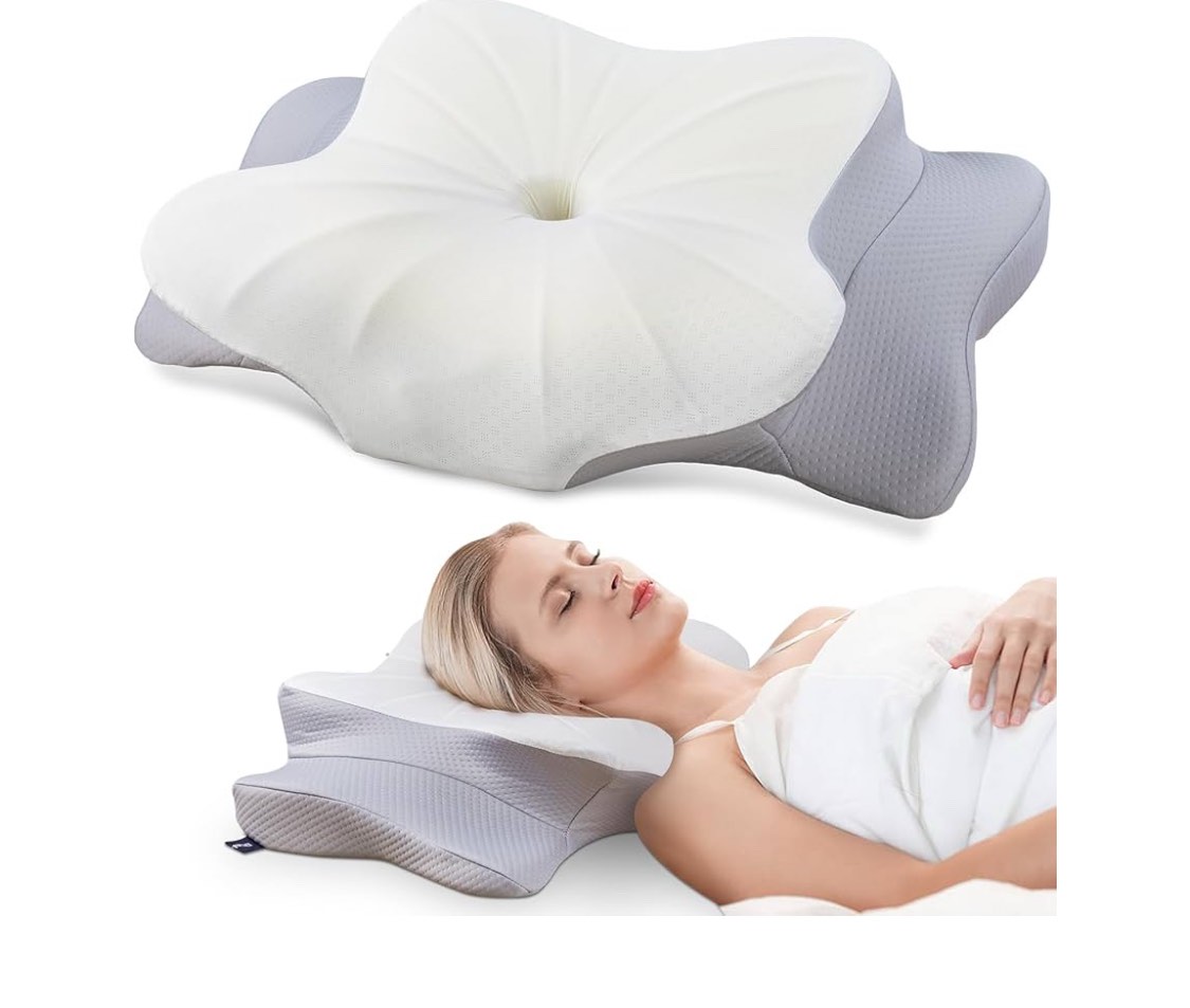DONAMA Cervical Pillow for Neck and Shoulder,Contour Memory Foam Pillow,Ergonomic Neck Support Pillow for Side Back Stomach Sleepers with Pillowcase