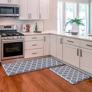KMAT Kitchen Mat [2 PCS] Cushioned Anti-Fatigue Kitchen Rug, Waterproof Non-Slip Kitchen Mats and Rugs Heavy Duty PVC Ergonomic Comfort Foam Rug for Kitchen, Floor Home, Office, Sink, Laundry