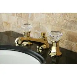 Kingston Brass Crystal Handle Polished Brass Widespread Bathroom Faucet