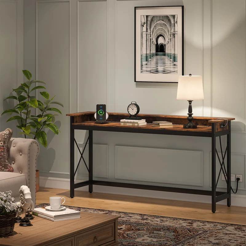 71" Console Table with Charging Ports