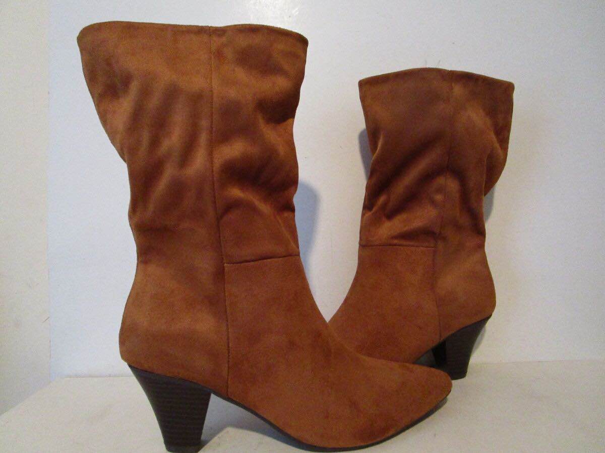 Universal Thread Womens Ada Side Zip Pull On Mid Calf Dress Boot Cognac Size 10