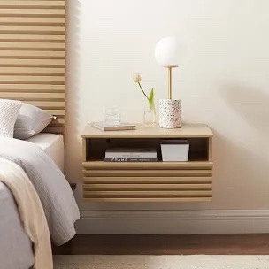 Drawer Wall-Mounted Nightstand With Open Cubby