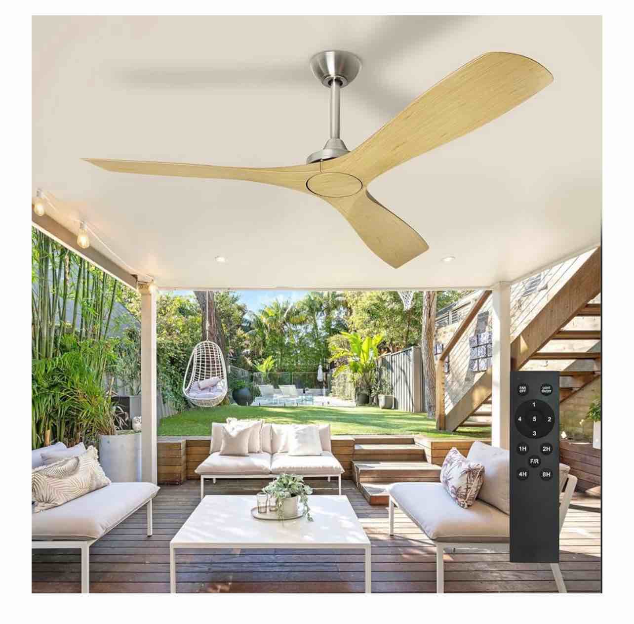BvenuBigLite Modern Ceiling Fan - Brown Wood