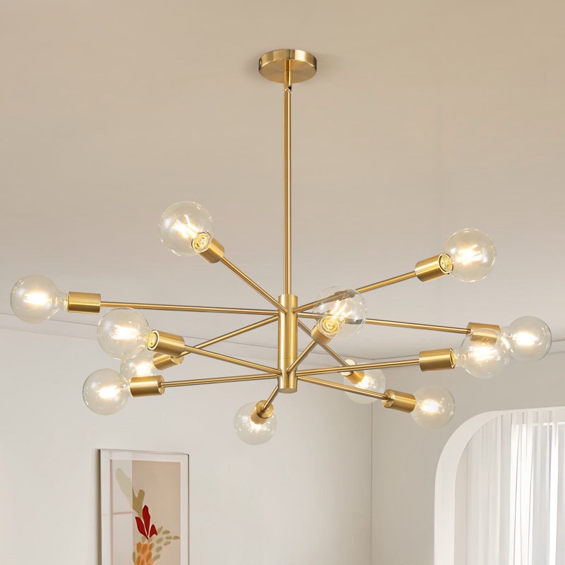 Croner 12 - Light Dimmable Sputnik Modern Linear Chandelier See More by George Oliver Bulbs not included.