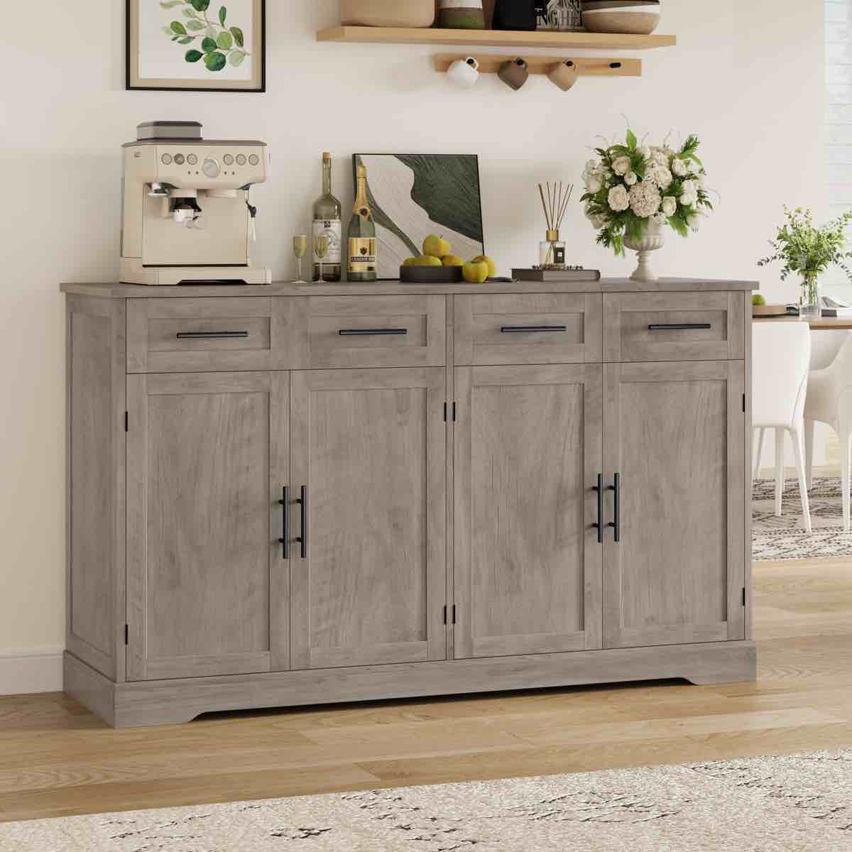 59.3" Wide Buffet Cabinet with Spacious Storage Cabinets, Modern 4-Drawer Sideboard Buffet, Wide Body Dining Room Buffet By House of Hampton®