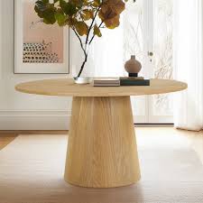 (Table top only) Orchid 52" Solid Oak Wood Round Pedestal Dining Table
