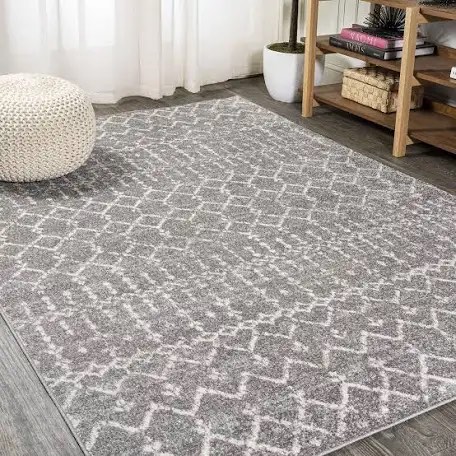 JONATHAN Y MOH101C-5 Moroccan Hype Boho Vintage Diamond Indoor Area-Rug Bohemian Easy-Cleaning Bedroom Kitchen Living Room Non Shedding, 5 X 8, Gray/Ivory