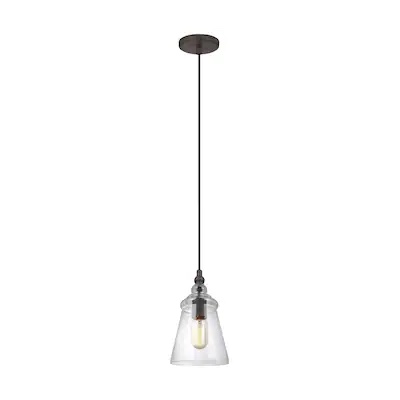 Generation Lighting Loras 1 -Light Dark Weathered Iron Traditional Seeded glass Bell 