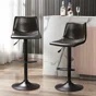 Black Halima Swivel Upholstered Adjustable Height Counter Stool with Metal Frame (Set of 2)