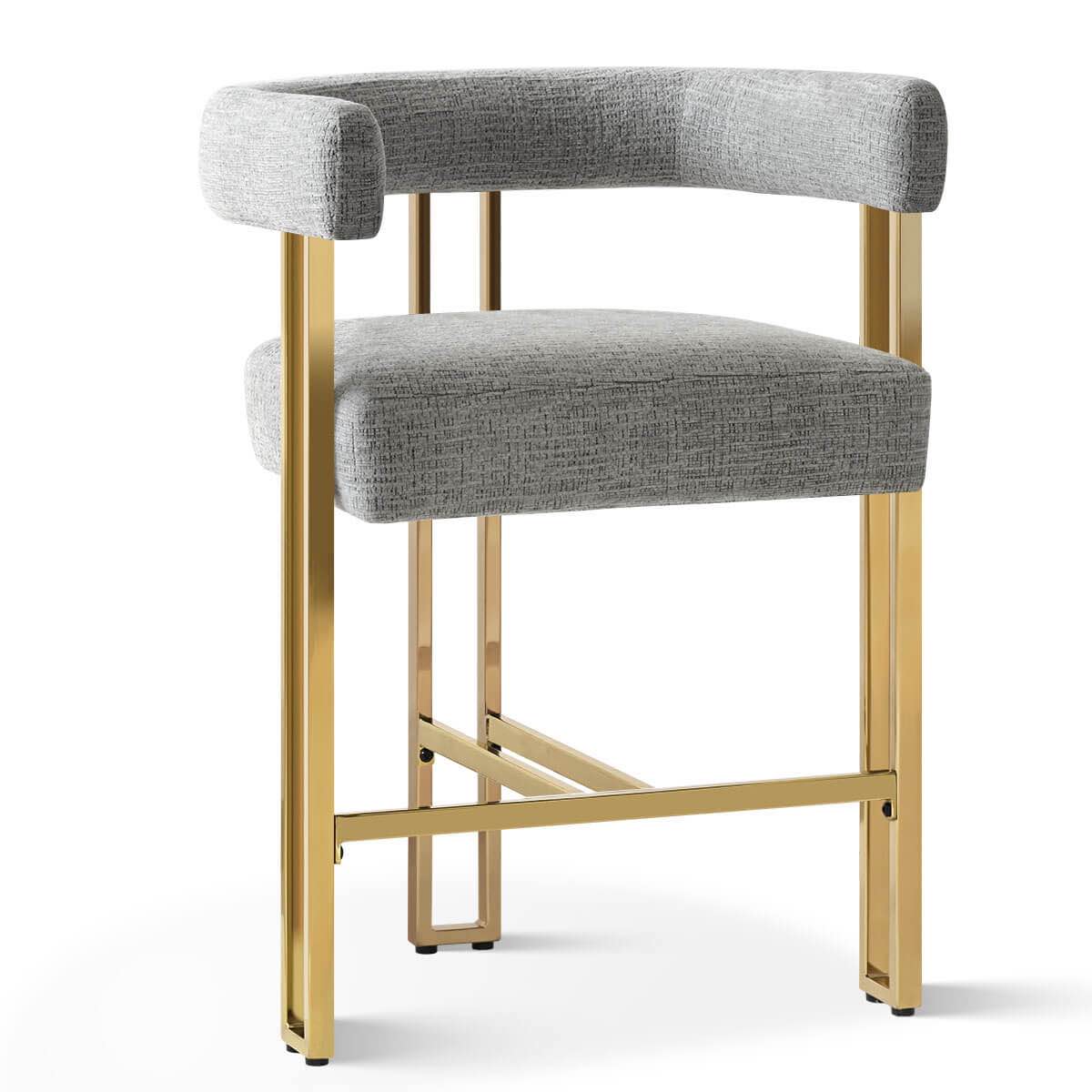 Mia 24" Modern Gold Chenille Counter Stool with Arms Set of 2MIA-GOLD-CHENILLE-GRAY