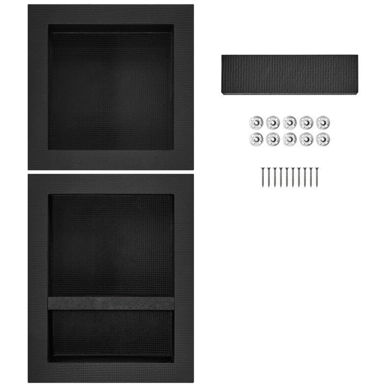 Vevor Shower niche tileable 16" x 16" and 16" x 20", 3-shelf organizer, black