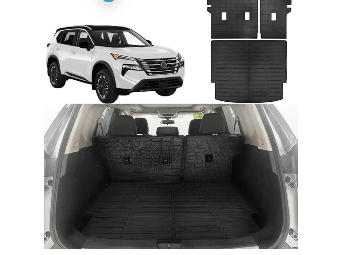 Cargo Liner Mat Fits for Nissan Rogue 2021 2022 2023 2025 2024 All Weather TPE Protector Back Seat Cover Accessories (with Backrest Mat