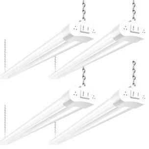 hykolity 4 Pack 4FT LED Shop Light Linkable, 4400lm, 42w(250w Equivalent), 5000K Utility Shop Lights, Hanging or Flush Mount, with Power Cord and On/Off Switch