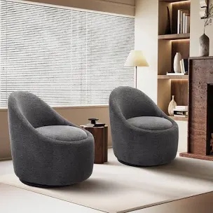(Only one chair) Modern Small Barrel Swivel Accent Chair with Hidden Storage,No installation required