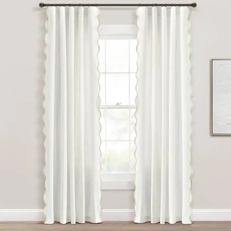 Yolonda Semi Sheer Cotton Blend Curtain (Set of 2)
