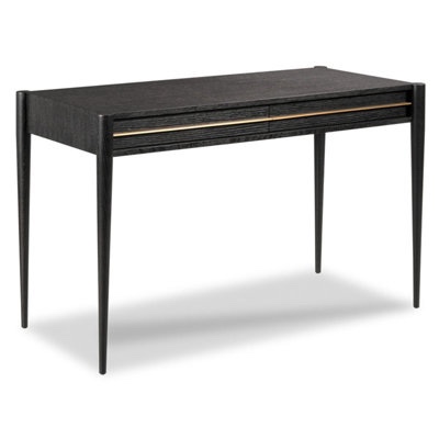 Woodbridge Furniture Brookwood Writing Desk, 2 Drawers, Long Gold Handles, Tall Legs, 30.5'' H X 49'' W X 21.5'' D