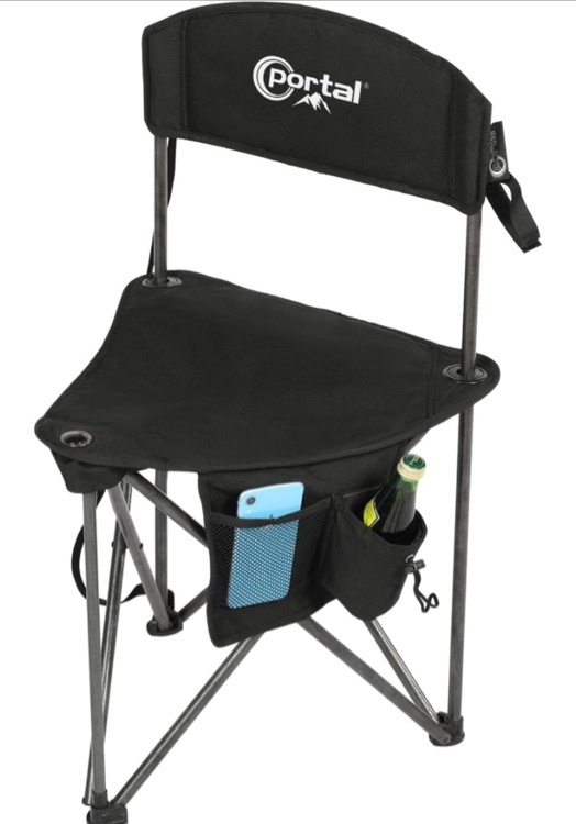 PORTAL Extra Large Quick Folding Tripod Stool with Backrest Fishing Camping Chair with Carry Strap
