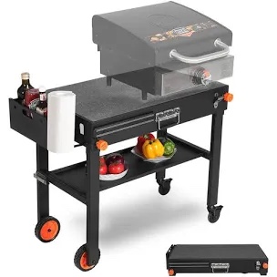 Portable Outdoor Grill Table, Folding Grill Cart Solid and Sturdy, Blackstone Griddle Stand Large Space, Blackstone Table with Paper Towel Holder, Grill Stand for Blackstone Griddle, Ninja Grill etc.