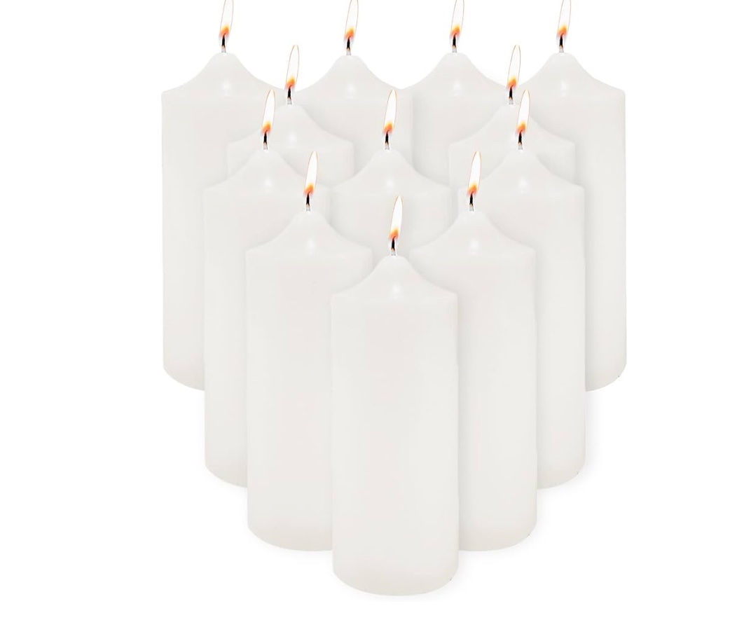 Super Z Outlet 3 x 9 Unscented Pillar Candles for Home Decoration, Weddings, Relaxation, Spa, Smokeless Cotton Wick. (12 Pack) (White)