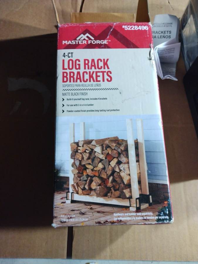 Master Forge Log Rack Brackets Matte Black Finish Includes 4 Brackets