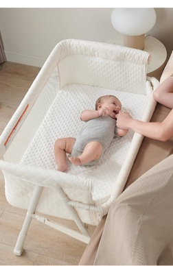 Bassinet Bedside Sleeper, Baby Crib for Newborn, Baby Bassinets Bedside Sleeper with 4 Auto-Lock & Adjustable Height, Breathable Mesh & Mattress, Bedside Bassinet