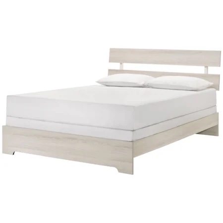 Rustic Queen Bed with Slat Headboard