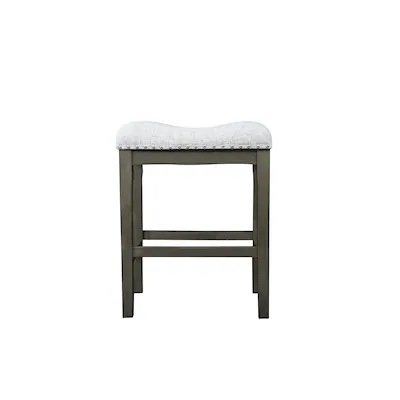 allen + roth Gray 24-in H Counter height (24-in to 27-in) Saddle Seat Upholstered Wood Bar Stool