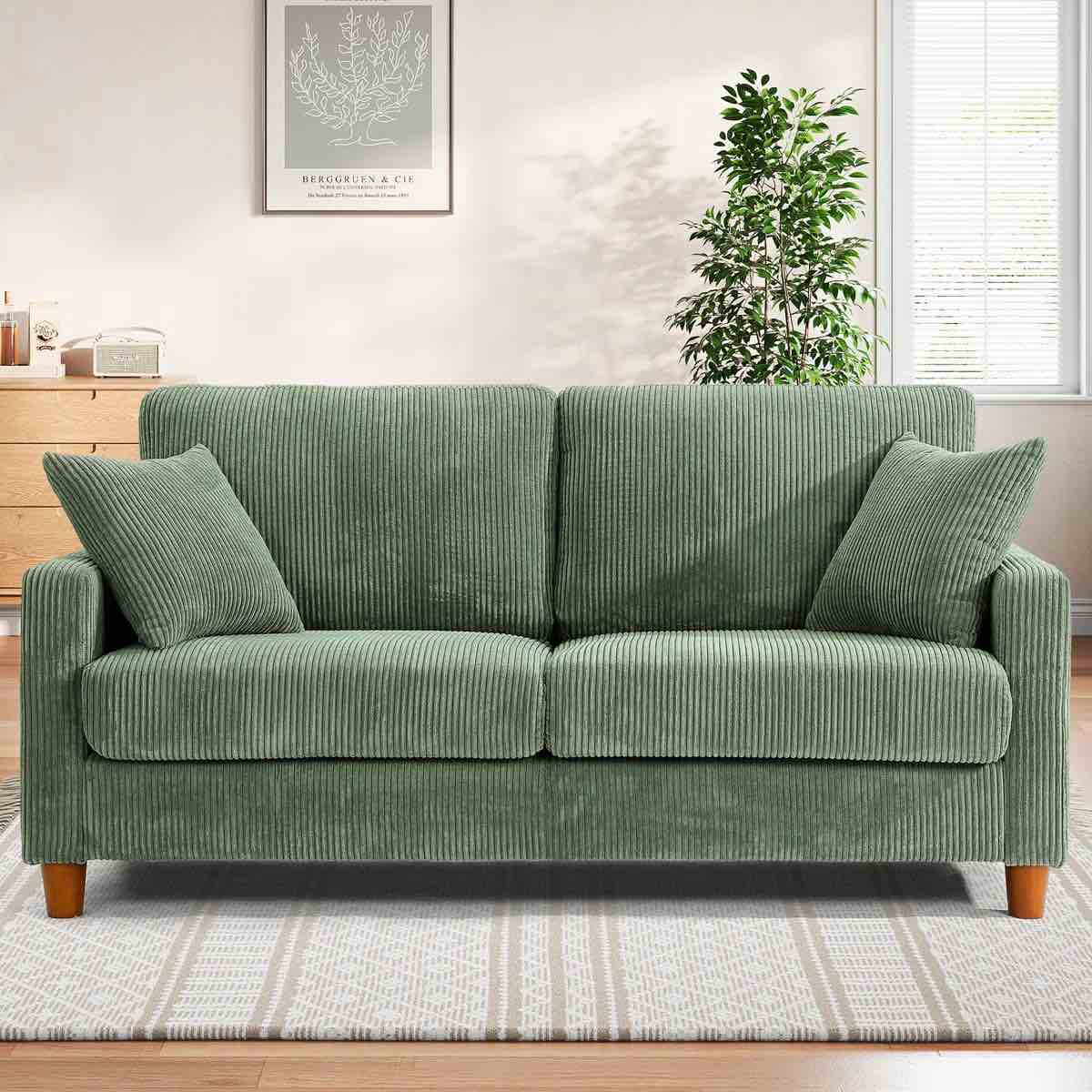 Ebern Designs 2-Seater Corduroy Sofa - Green