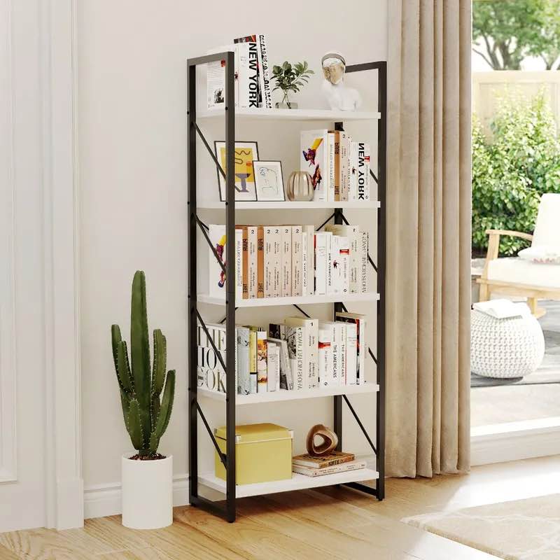 FTOFBC-3025 YITAHOME Modern White 5-Tier Bookshelf - Versatile Storage Rack for Home and Office