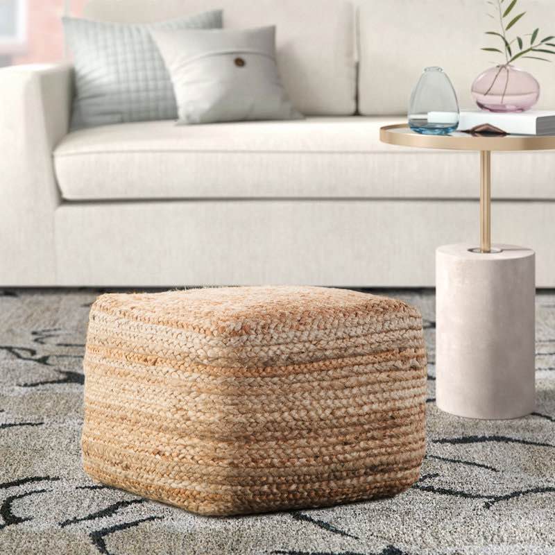 Cicero 18" Wide Square 100% Braided Jute Pouf Ottoman/Foot Stool by Jaipur Living By The Twillery Co.®