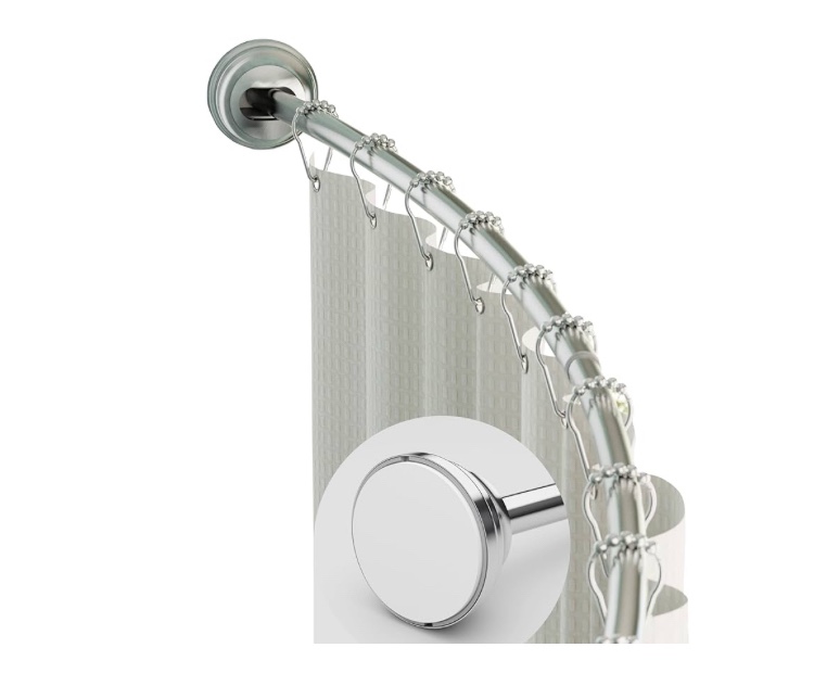 Zenna Home Rustproof Curved Shower Curtain Rod, No Drill Adjustable Curved Tension Shower Curtain Rod for Bathroom, Easy Install, Rounded for Extra Room and Comfort, 50 to 72 Inches, Satin Nickel