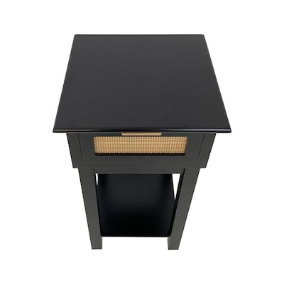 allen + roth 14-in W x 28-in H Black Wood veneer Square Casual End Table Assembly