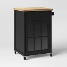 (Broken hook) Windham Wood Top Kitchen Cart - Black - Threshold