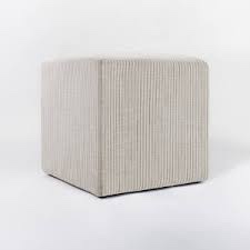 lynwood square upholstered cube ottoman tan checkered - threshold™ designed with studio mcgee