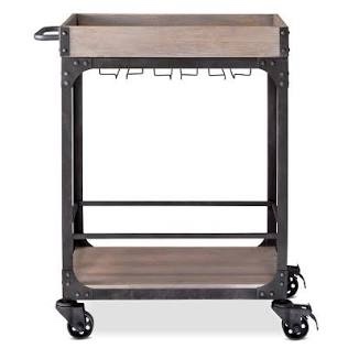 Franklin Bar Cart and Wine Rack Weathered Gray - Threshold™: Vintage Style Beverage Serving Cart with Locking Wheels