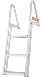 VEVOR Dock Ladder, Removable 3 Steps, 350 lbs Load Capacity, Aluminum Alloy Pontoon Boat Ladder with 4'' Wide Step & Nonslip Rubber Mat, Easy to Install for Ship/Lake/Pool/Marine Boarding