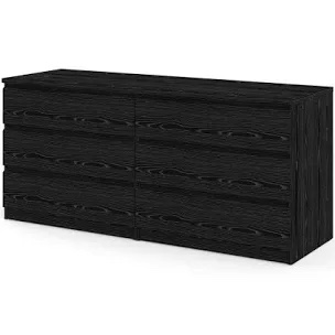 (Missing a box)  Tvilum Scottsdale 6 Drawer Double Dresser, Black Wood Grain