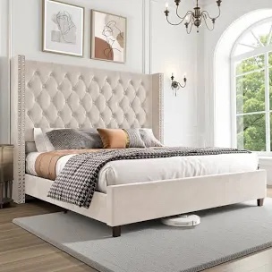 duluth tufted upholstered low profile platform bed
